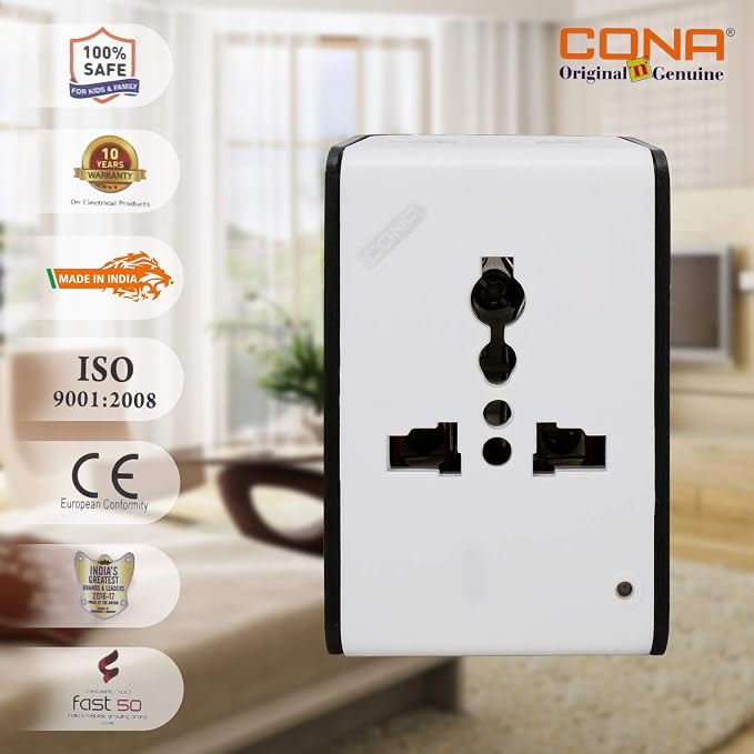 CONA 4311 Next 3 Pin Universal Multi Plug 6A/13A 240V, White