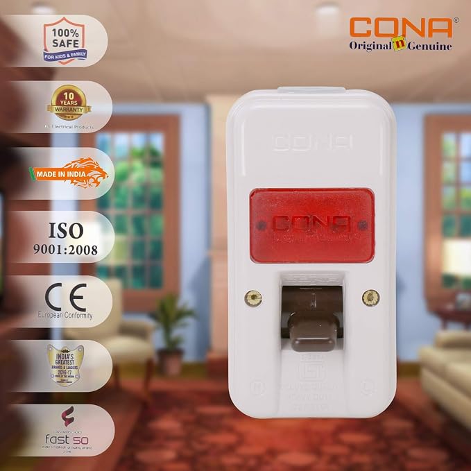 CONA 2406 ISI Mark Gold Deluxe Surface D.P. Switch 32 Amperes With Indicator - Pack of 2